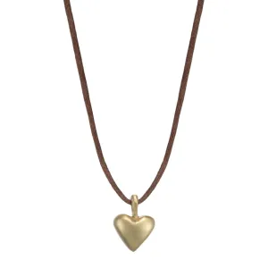 10K Gold Medium Heart on Natural Cord