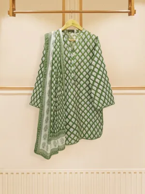 3-Pc-Summer Blossom Digital Lawn Ensemble in Green