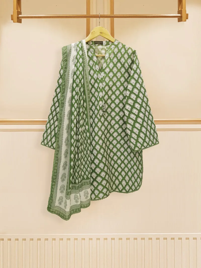 3-Pc-Summer Blossom Digital Lawn Ensemble in Green