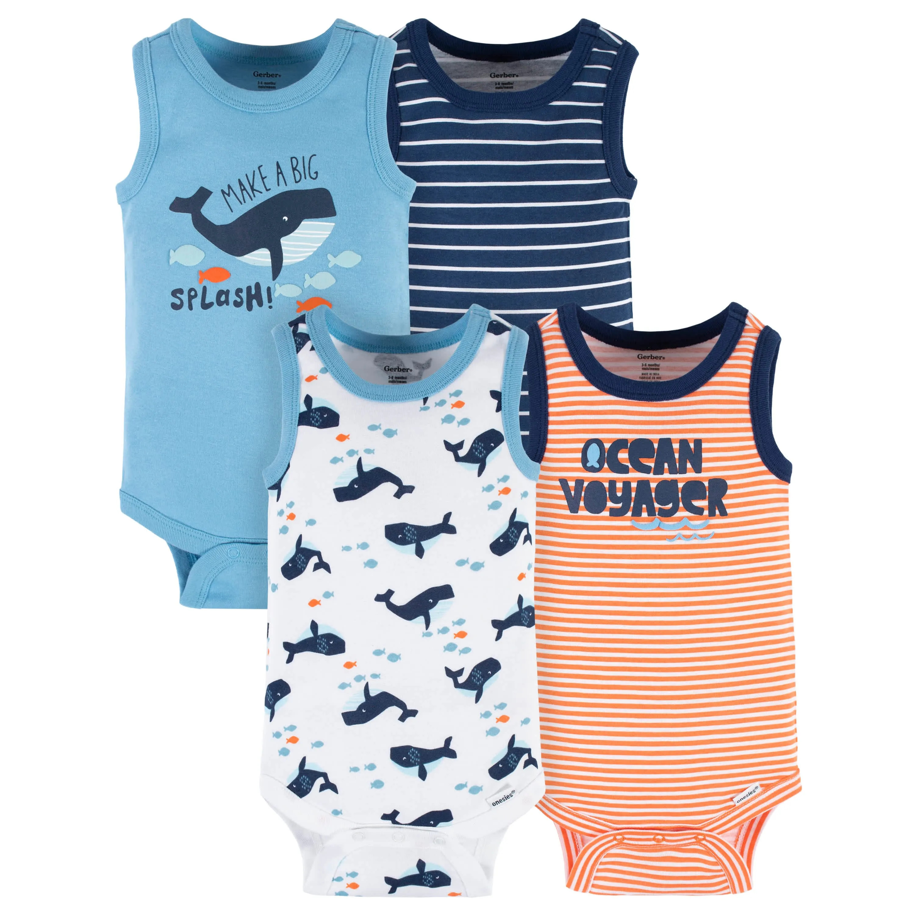 4-Pack Baby Boys Sea Friends Tank Onesies® Bodysuits