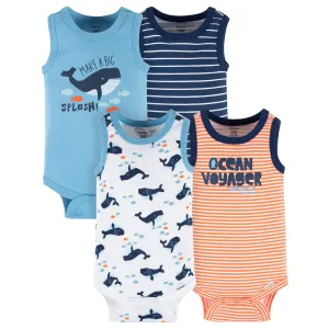 4-Pack Baby Boys Sea Friends Tank Onesies® Bodysuits