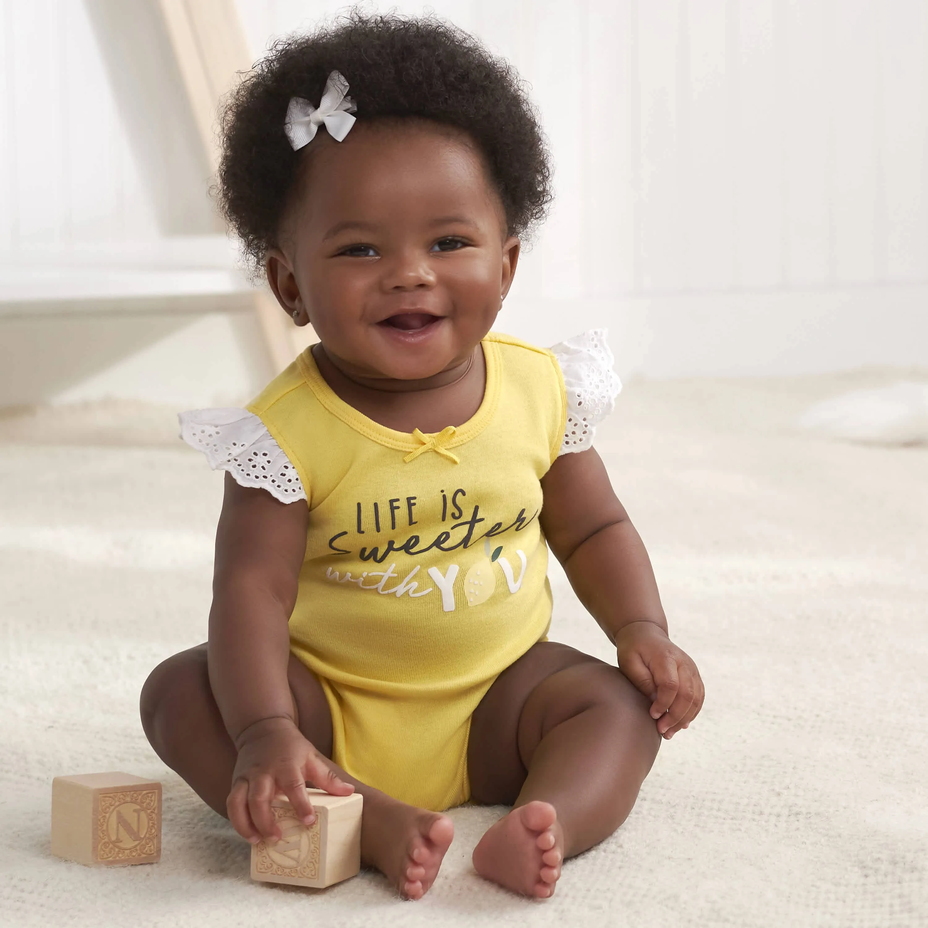 4-Pack Baby Girls Lemon Squeeze Tank Onesies® Bodysuits