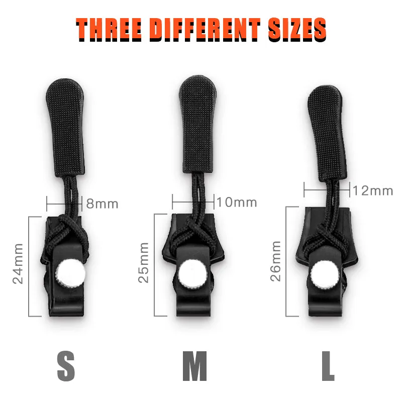 9pcs Universal Zipper Head Instant Repair Kit Replacement Zipper Slip Rescue Zipper Heads for 3 Different Sizes