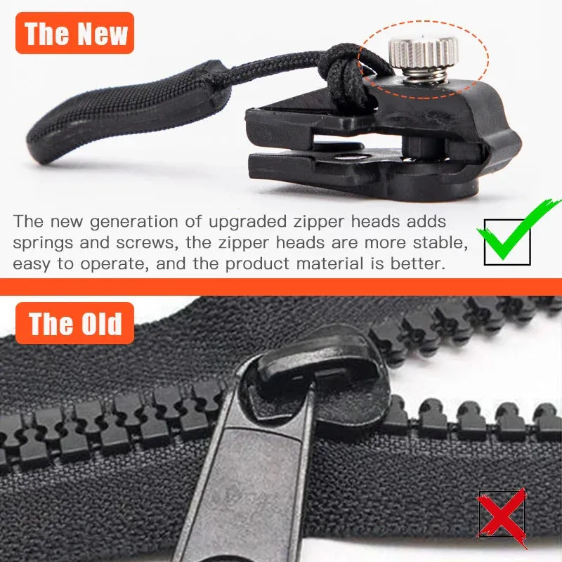 9pcs Universal Zipper Head Instant Repair Kit Replacement Zipper Slip Rescue Zipper Heads for 3 Different Sizes