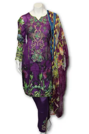 A12  Pakistani Indian Fine Design 3 Pcs Embroidered  Lawn Suit