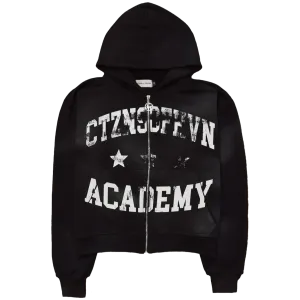 Academy Sun Faded Zip-Up Hoodie- Black