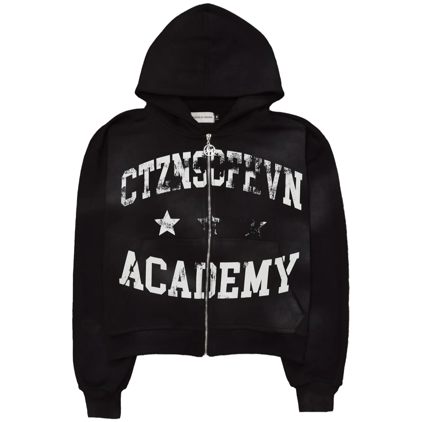 Academy Sun Faded Zip-Up Hoodie- Black