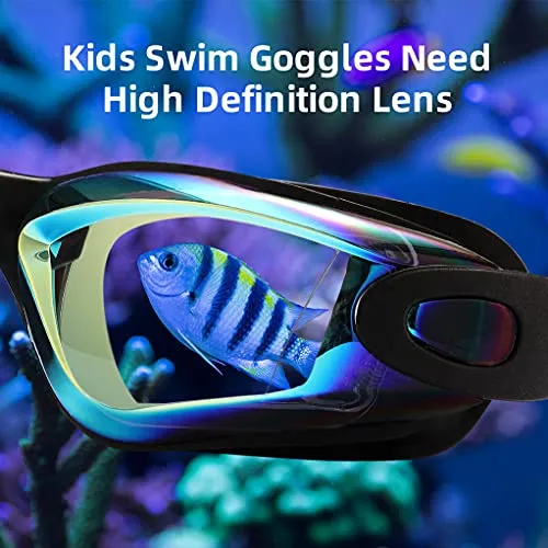 aegend Kids Swim Goggles, Pack of 2 Swimming Goggles for Children Boys & Girls Age 3-9, Silicone Nose Bridge, Clear Vision, Easy-Adjustable Strap, UV Protection, Anti-Fog, No Leaking, Aqua & Fuchsia