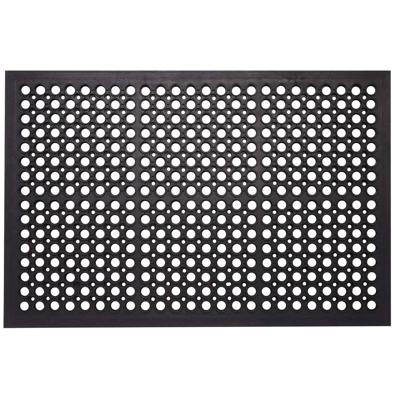 All Purpose Drainage Anti Fatigue Rubber Floor Mat 24" X 36" Black