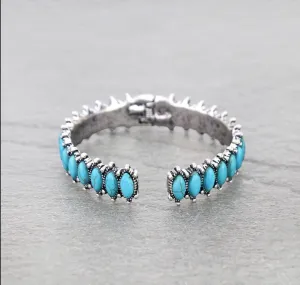 Altoona Oval Stone Hinged Fashion Cuff - Turquoise