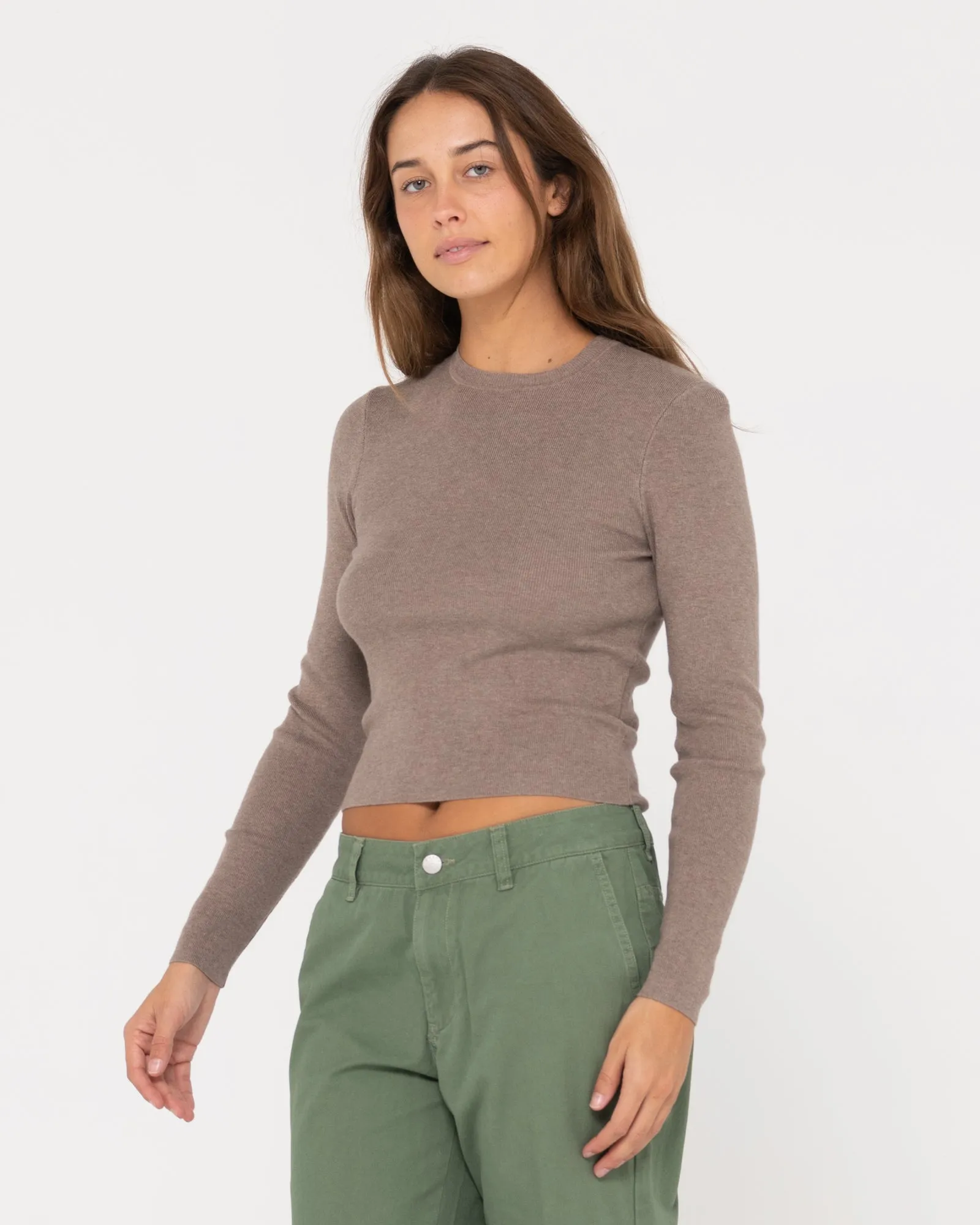 Amelia Cropped Long Sleeve Knit Top