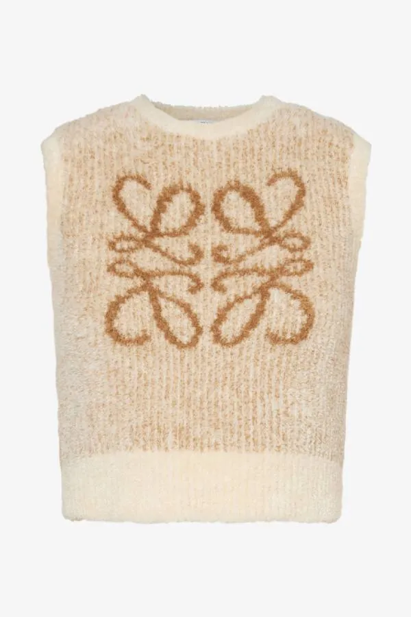 Anagram-intarsia cropped cotton-blend top