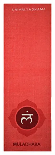 Arka Kaivalyadhama Muladhara Chakra Natural Handmade Cotton Yoga Exercise Mat for Men & Women. (Red) Dimensions- 72 X 24 Inch,4 mm Thick