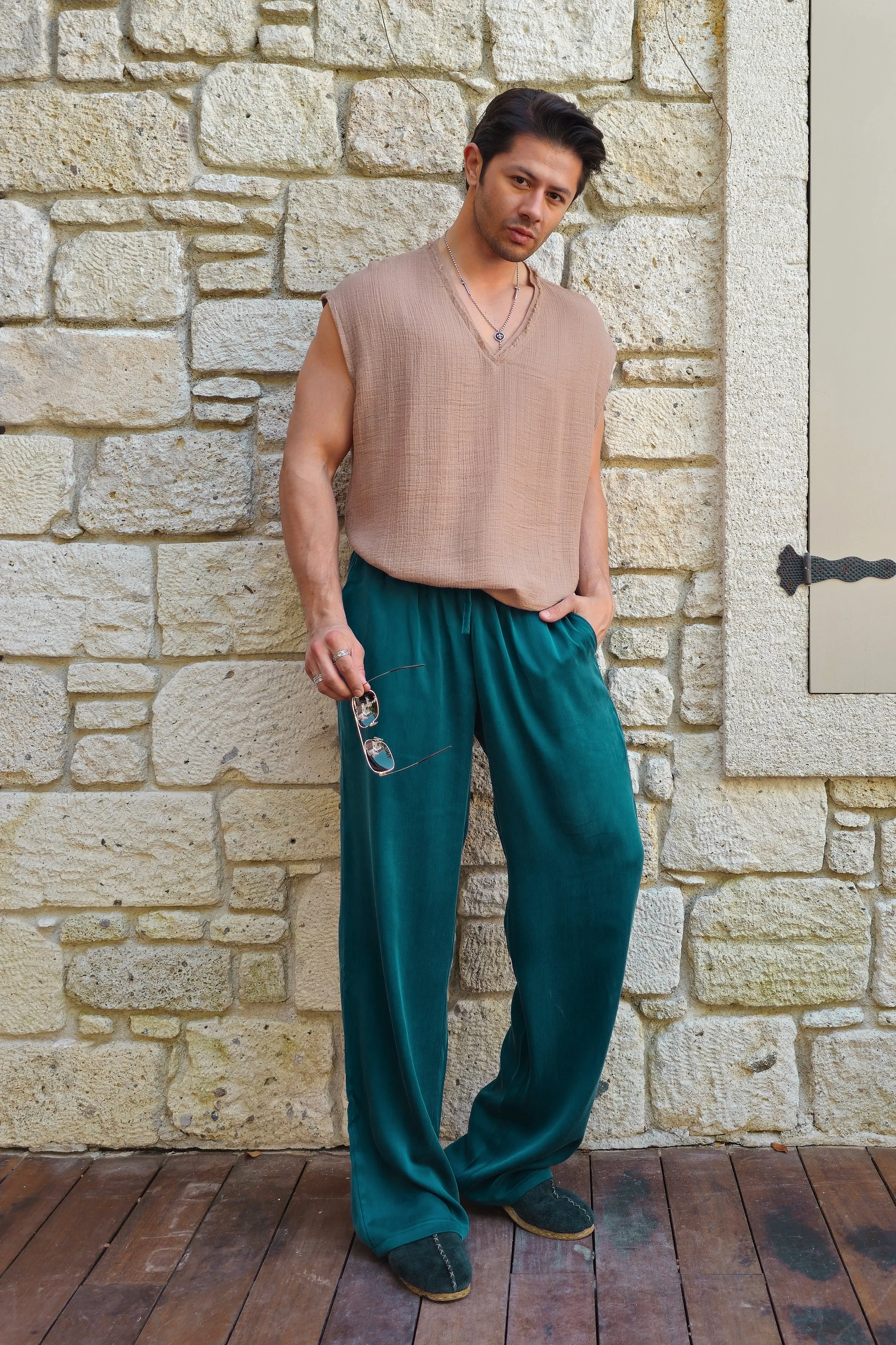 AURA Cupro Pants For Men (Teal)