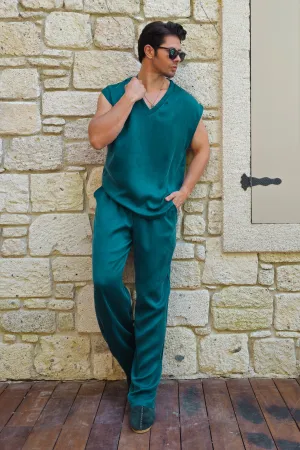 AURA Cupro Pants For Men (Teal)