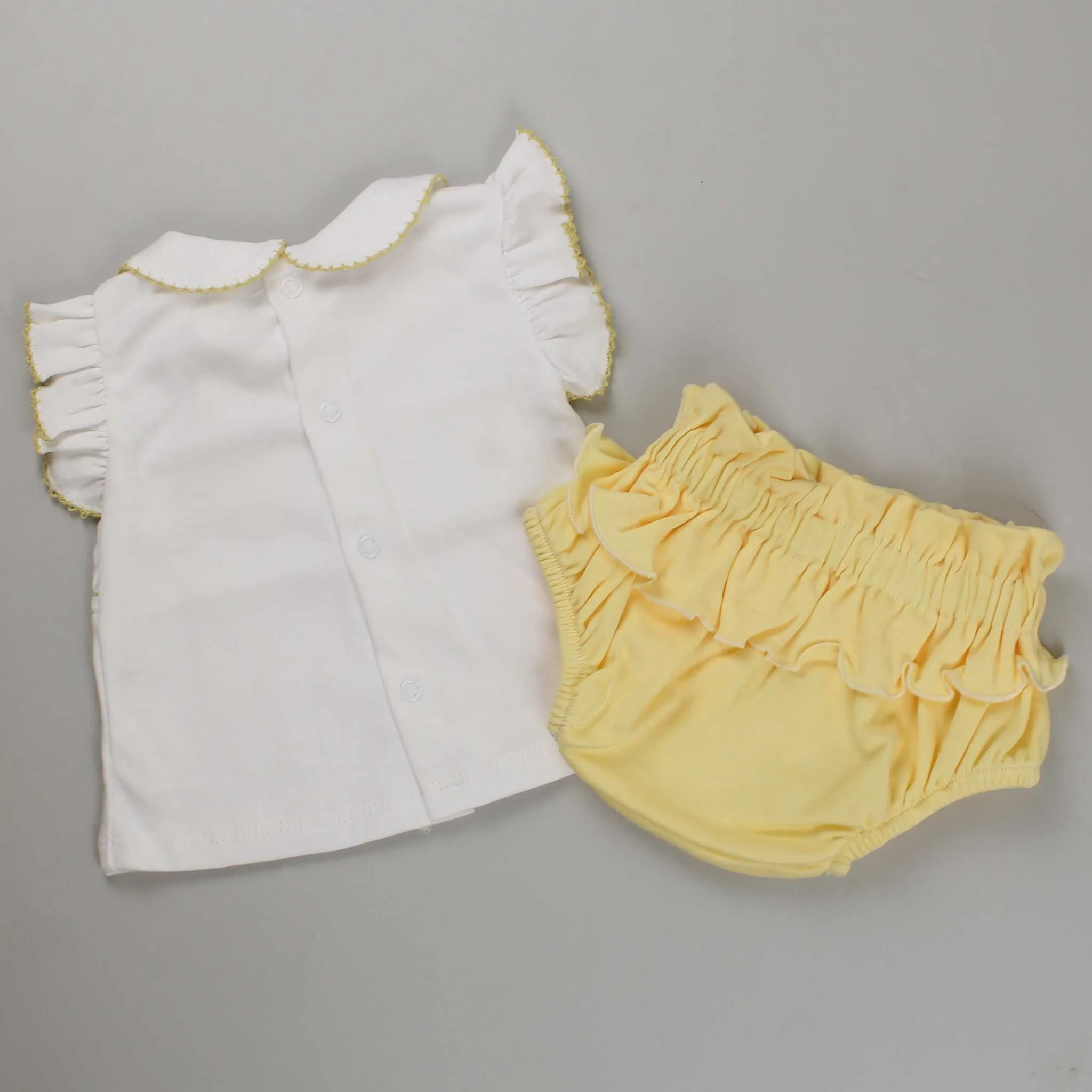 Baby Girls 2 Piece Smocked Outfit - Lemon