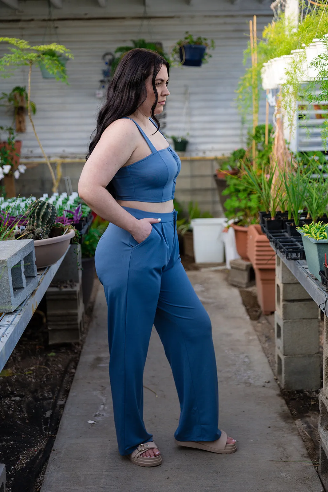 Becca Blue Knit Crop Top