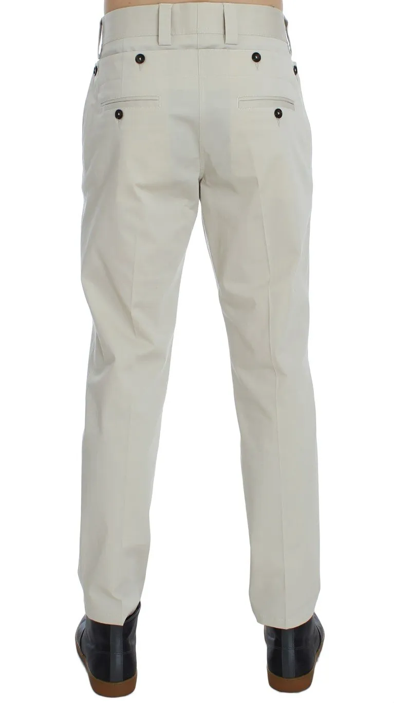 Beige Cotton Chinos Pants