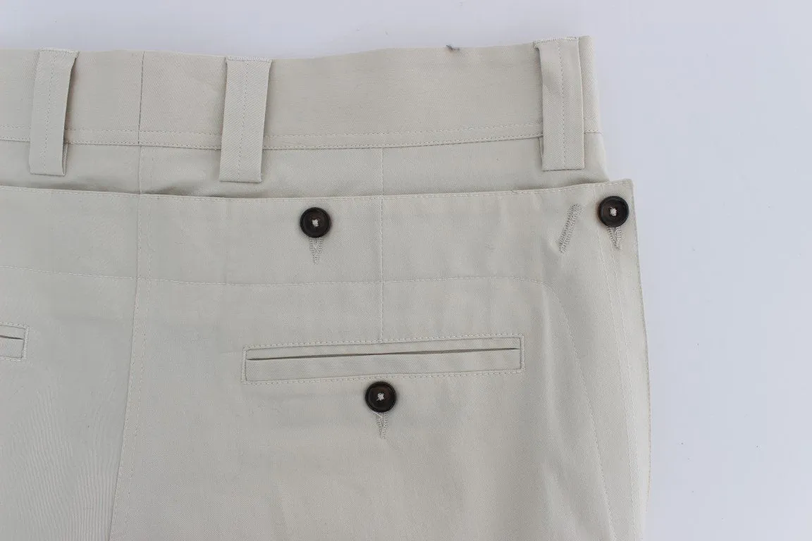 Beige Cotton Chinos Pants