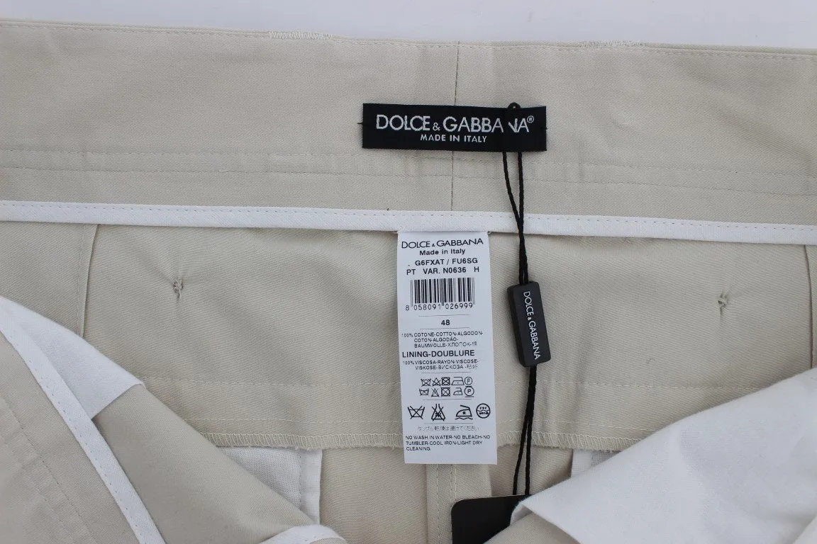 Beige Cotton Chinos Pants