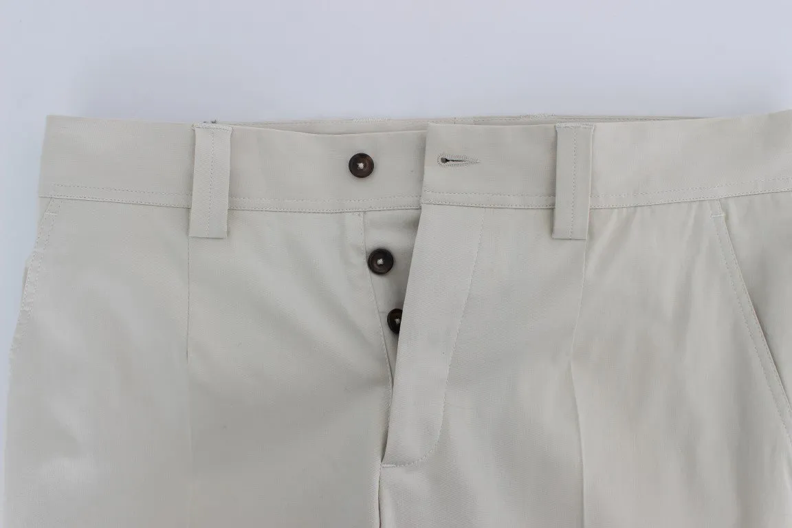 Beige Cotton Chinos Pants