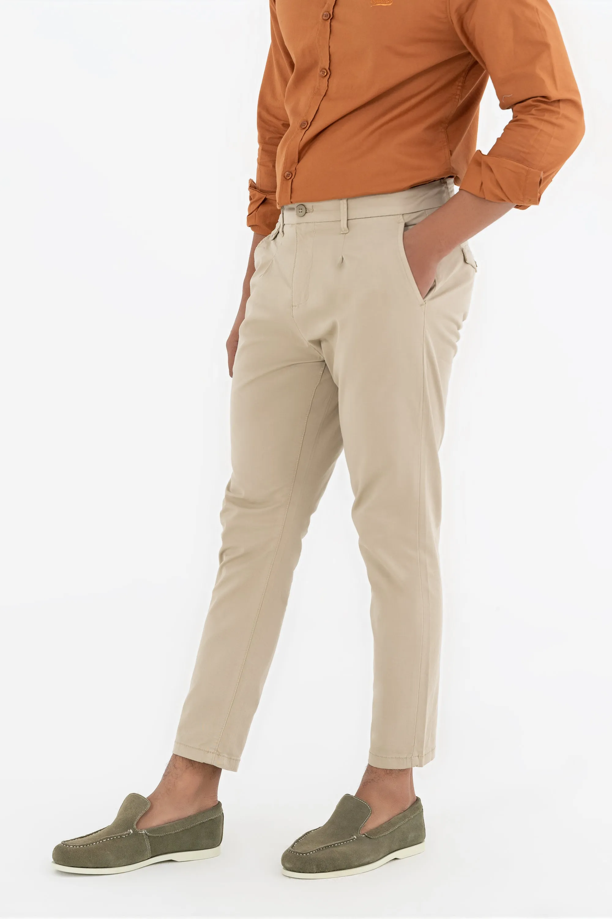 Beige Cropped Pants