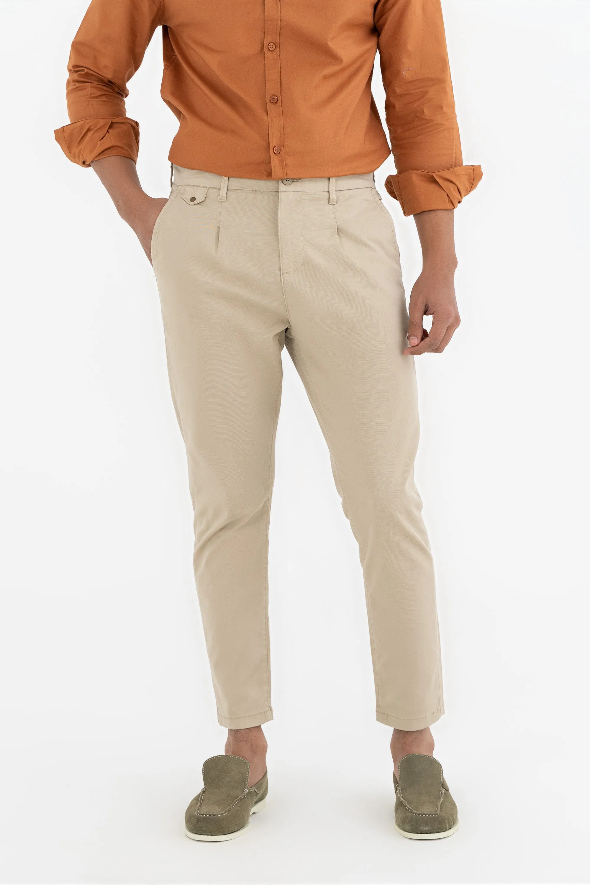Beige Cropped Pants