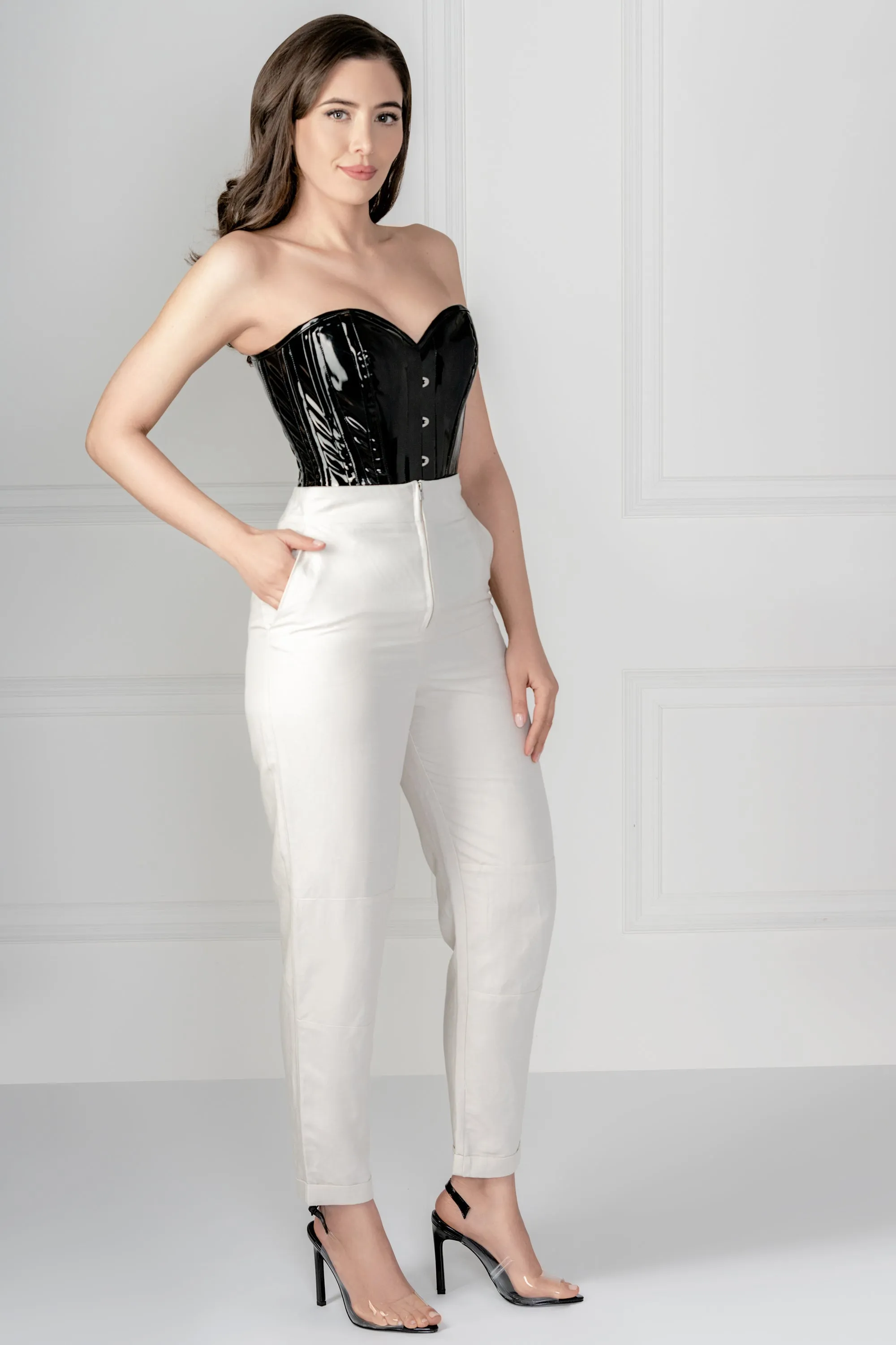Black PVC Classic Overbust Corset