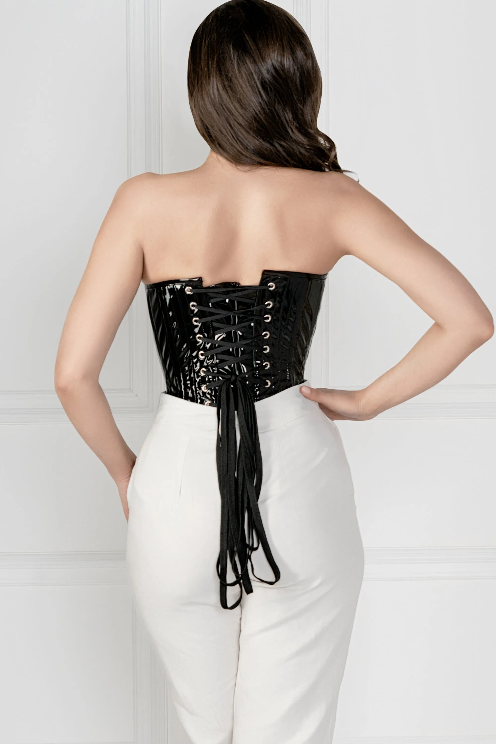 Black PVC Classic Overbust Corset