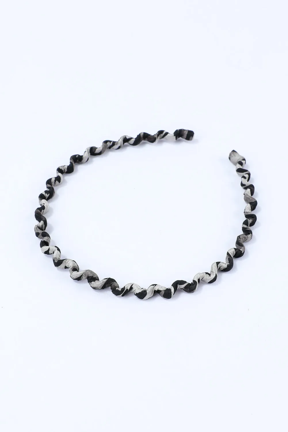 Black Vintage Leopard Print Wavy Hairband