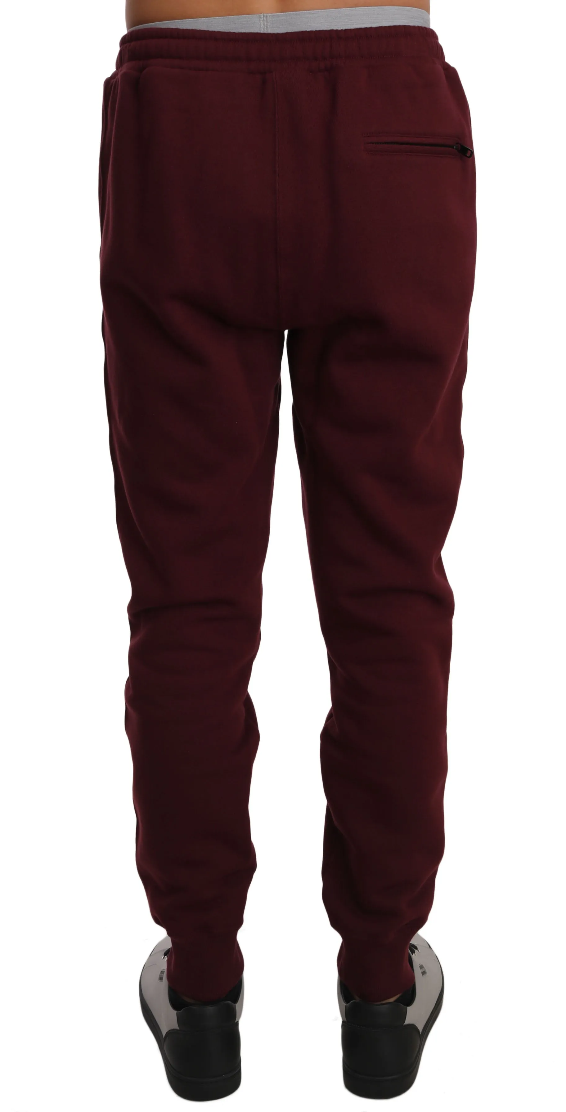Bordeaux Cotton Gold Crown Bee Jogger Pants