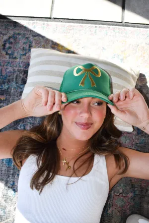 Bow Trucker Hat- Green/Gold