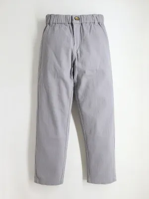 Boys Grey Solid Twill Chinos