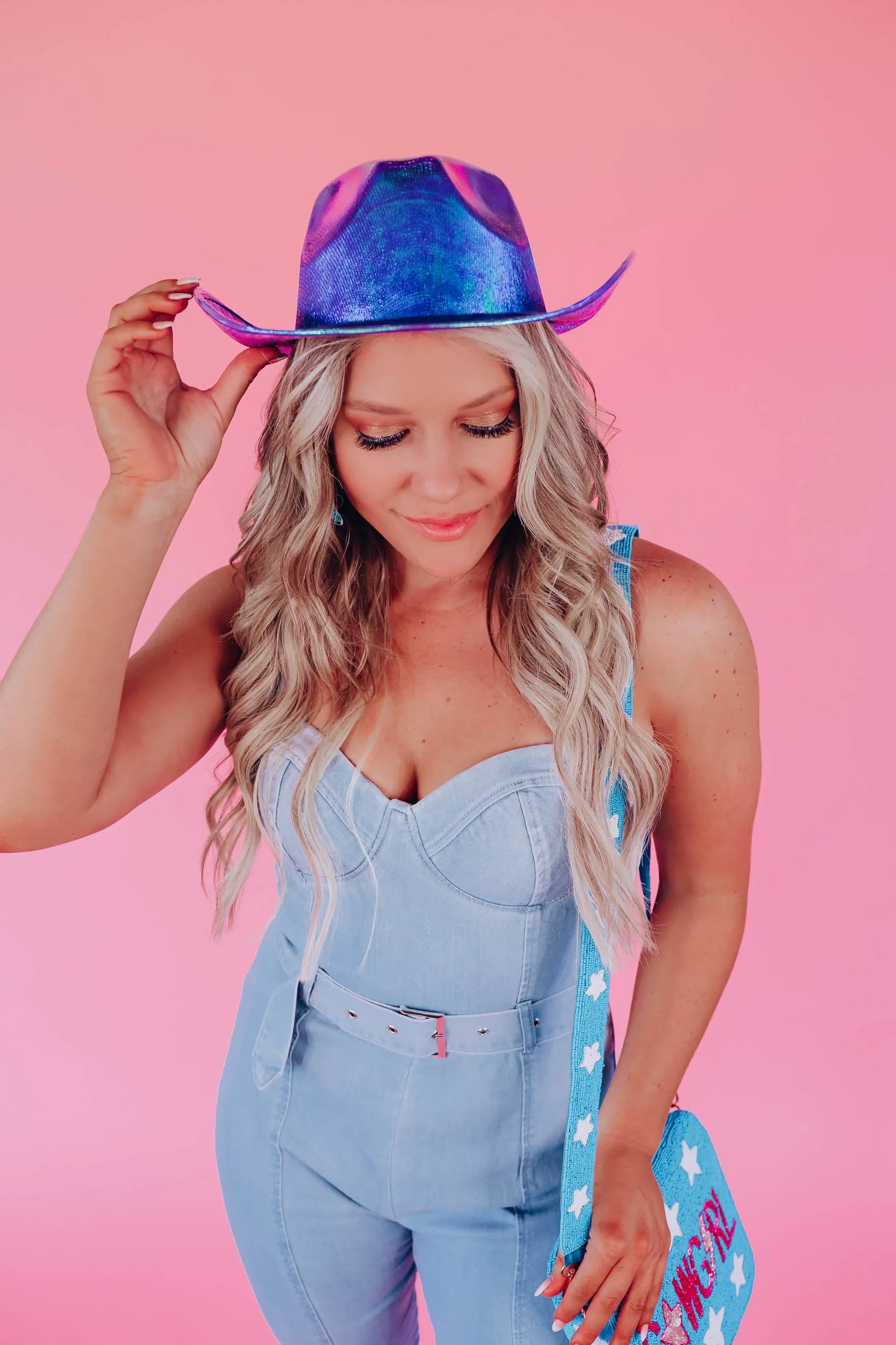 Bristol Metallic Cowgirl Hat - Purple