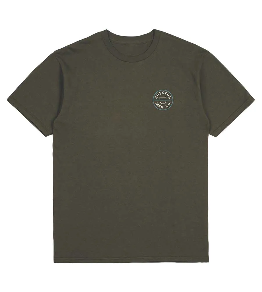 Brixton Crest II T-Shirt - Military Olive/White