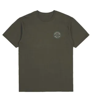 Brixton Crest II T-Shirt - Military Olive/White