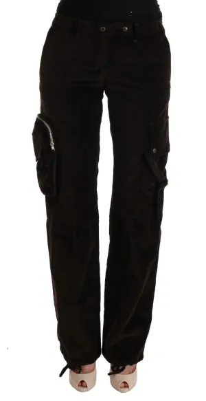 Brown Cotton Stretch Regular Fit Pants