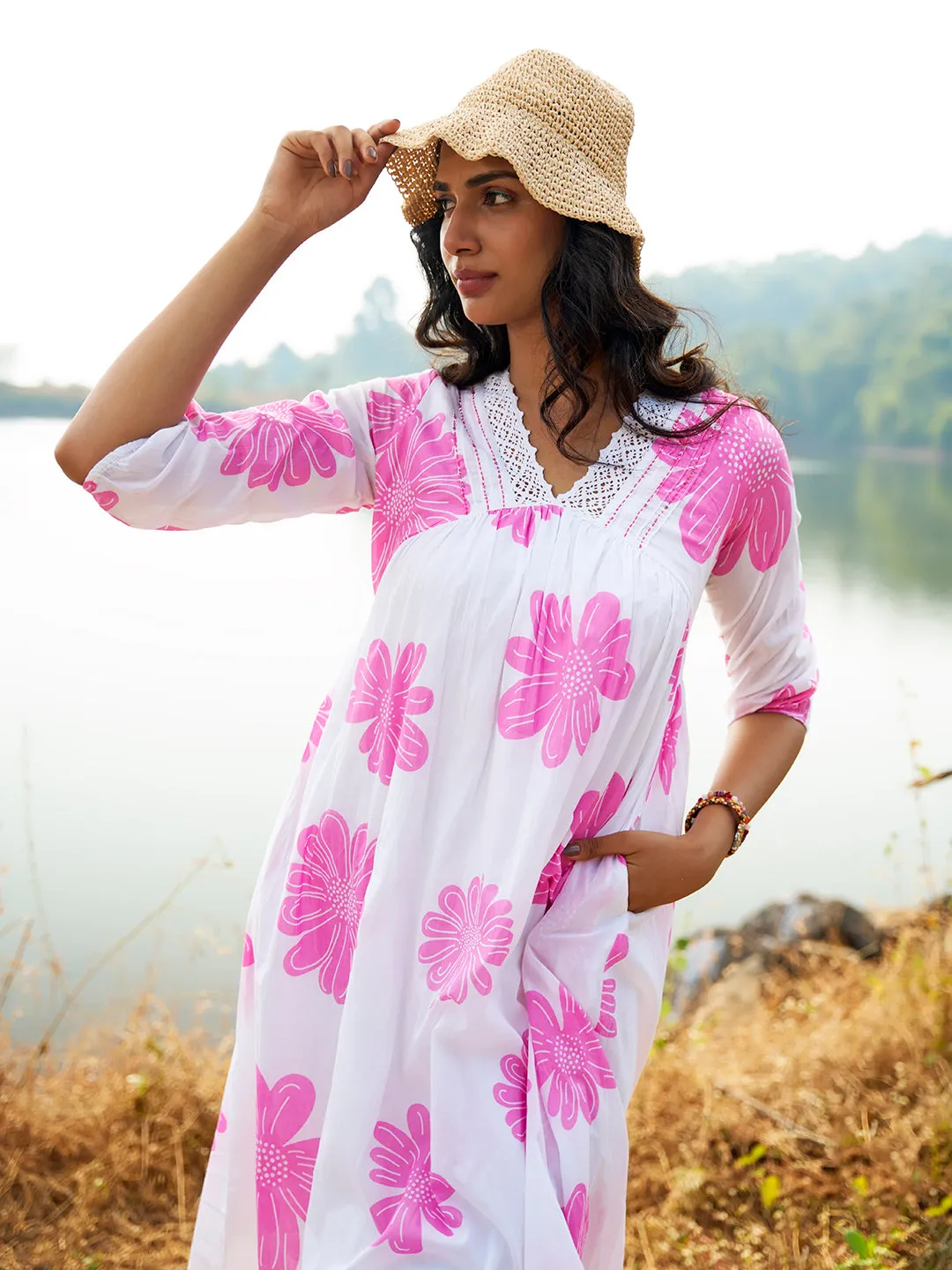 Buy Pink Cotton Party Dress For Women Online In India - Zola
