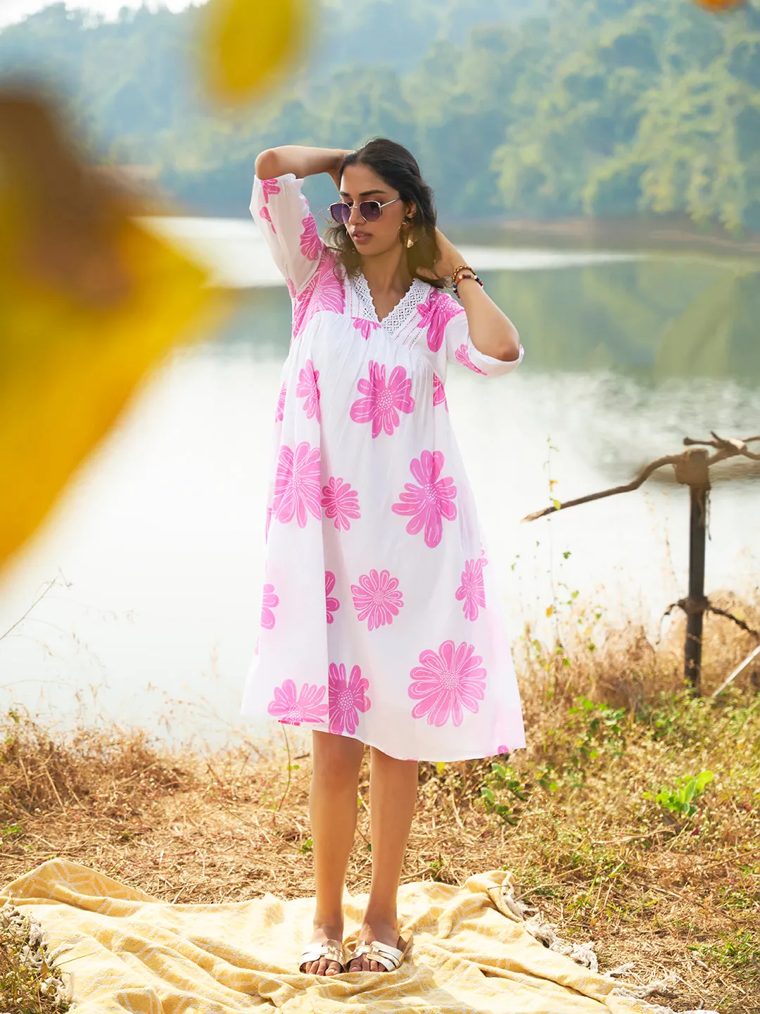 Buy Pink Cotton Party Dress For Women Online In India - Zola