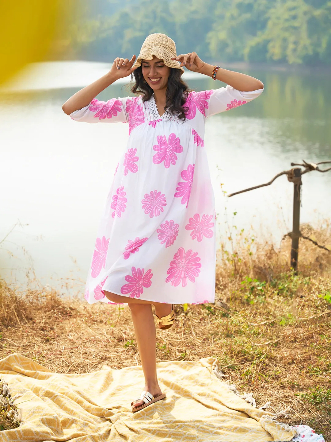 Buy Pink Cotton Party Dress For Women Online In India - Zola
