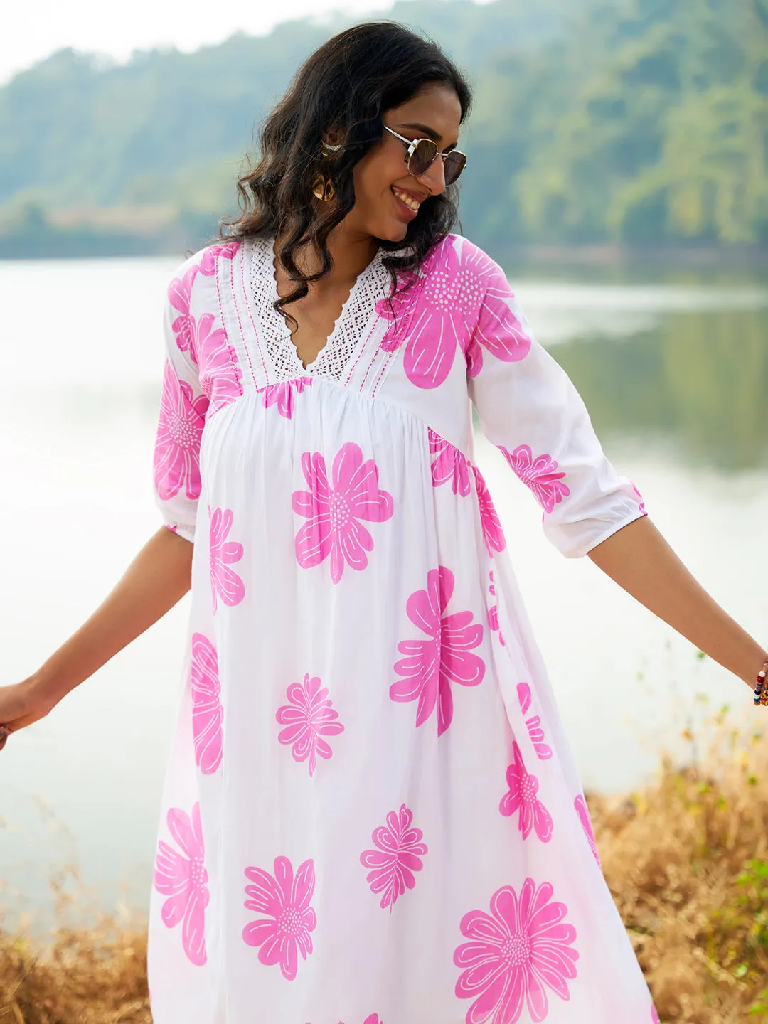Buy Pink Cotton Party Dress For Women Online In India - Zola