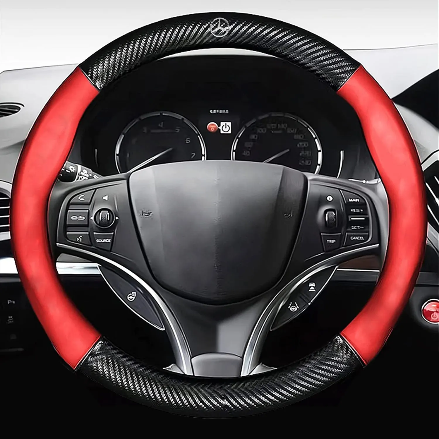 Car Steering Wheel Cover, Custom Logo For Your Cars, Leather Nonslip 3D Carbon Fiber Texture Sport Style Wheel Cover for Women, Interior Modification for All Car Accessories MB18992