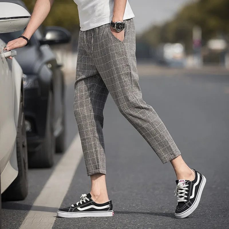 'Carlton V.2' Ankle-Length Linen Trousers