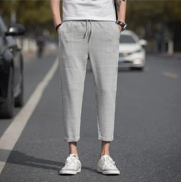 'Carlton V.2' Ankle-Length Linen Trousers