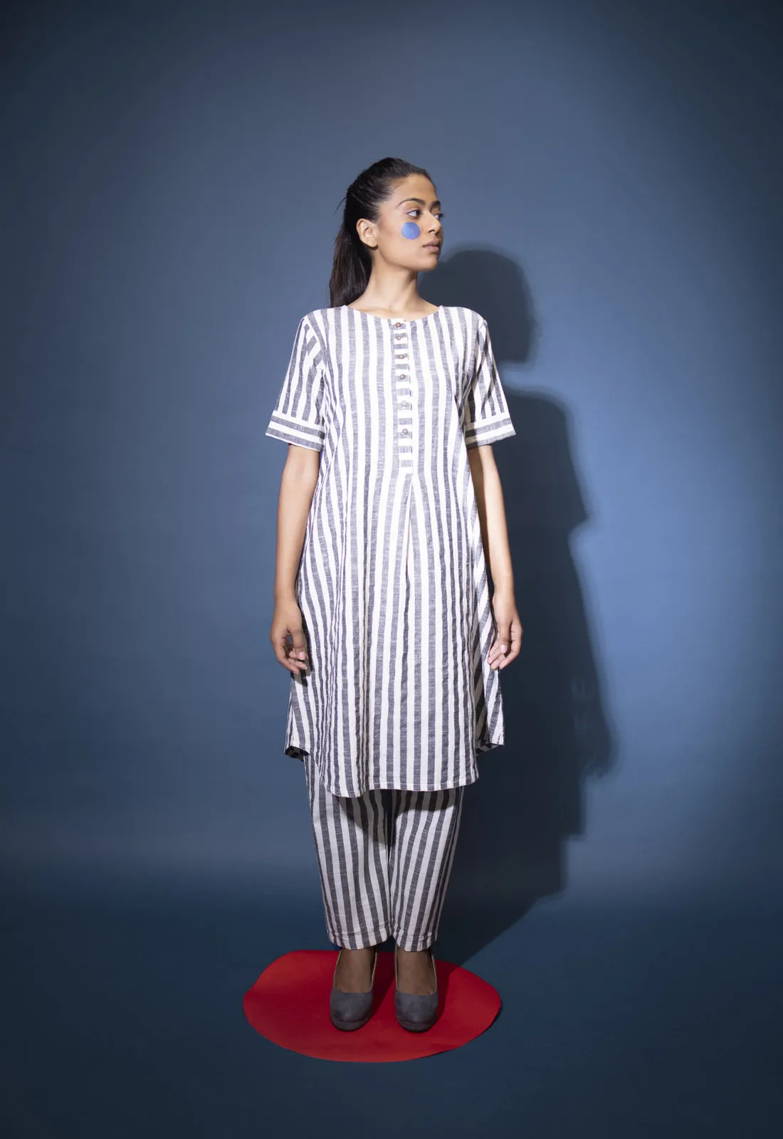 Charcoal White Striped Co-ord Set