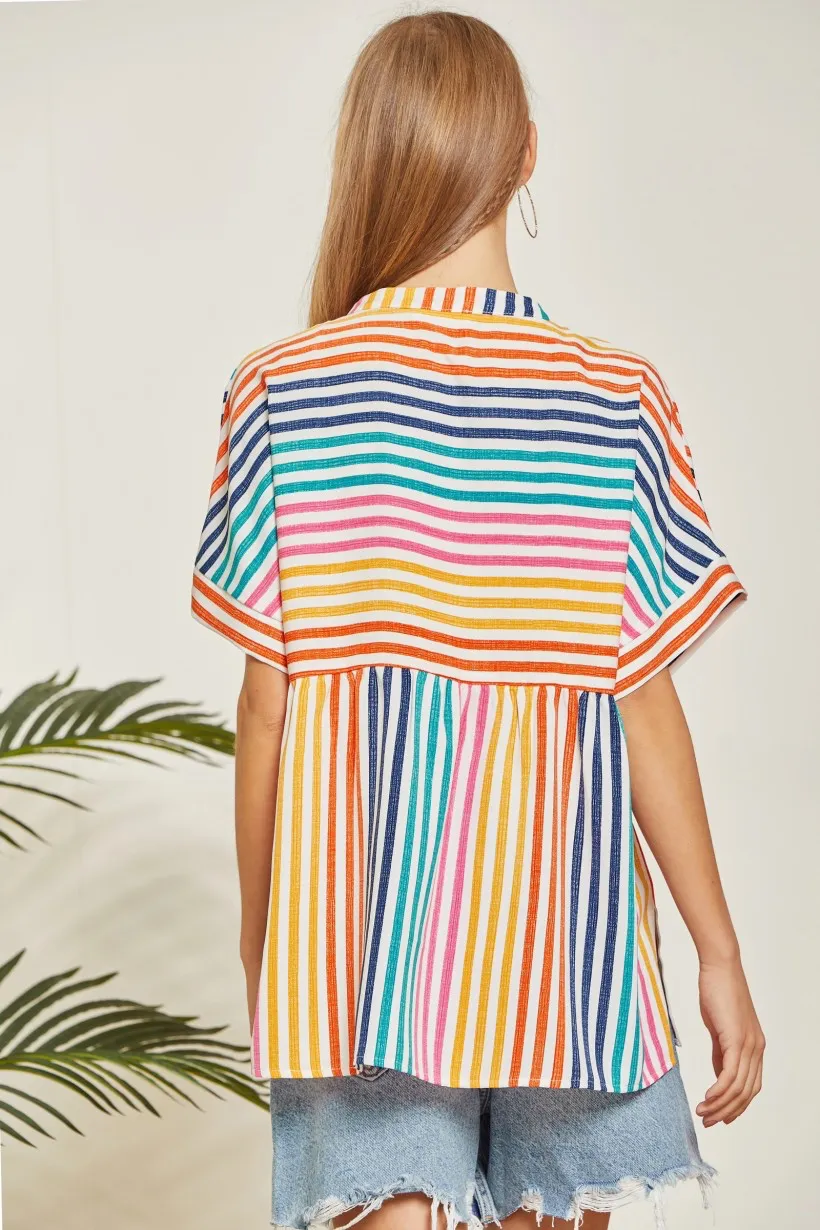 Charlotte Striped Babydoll Top