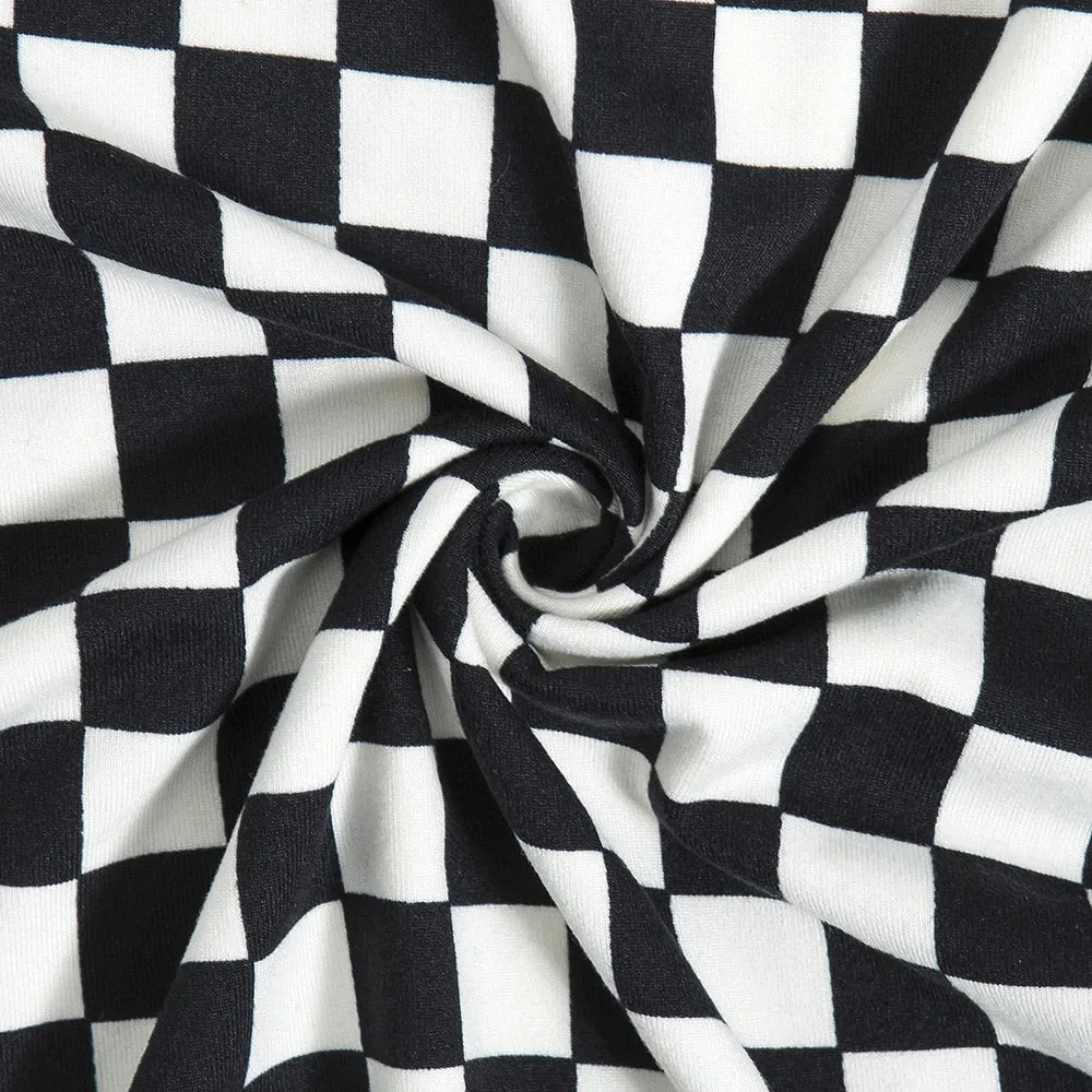 Checkered Black and White cropped tshirt