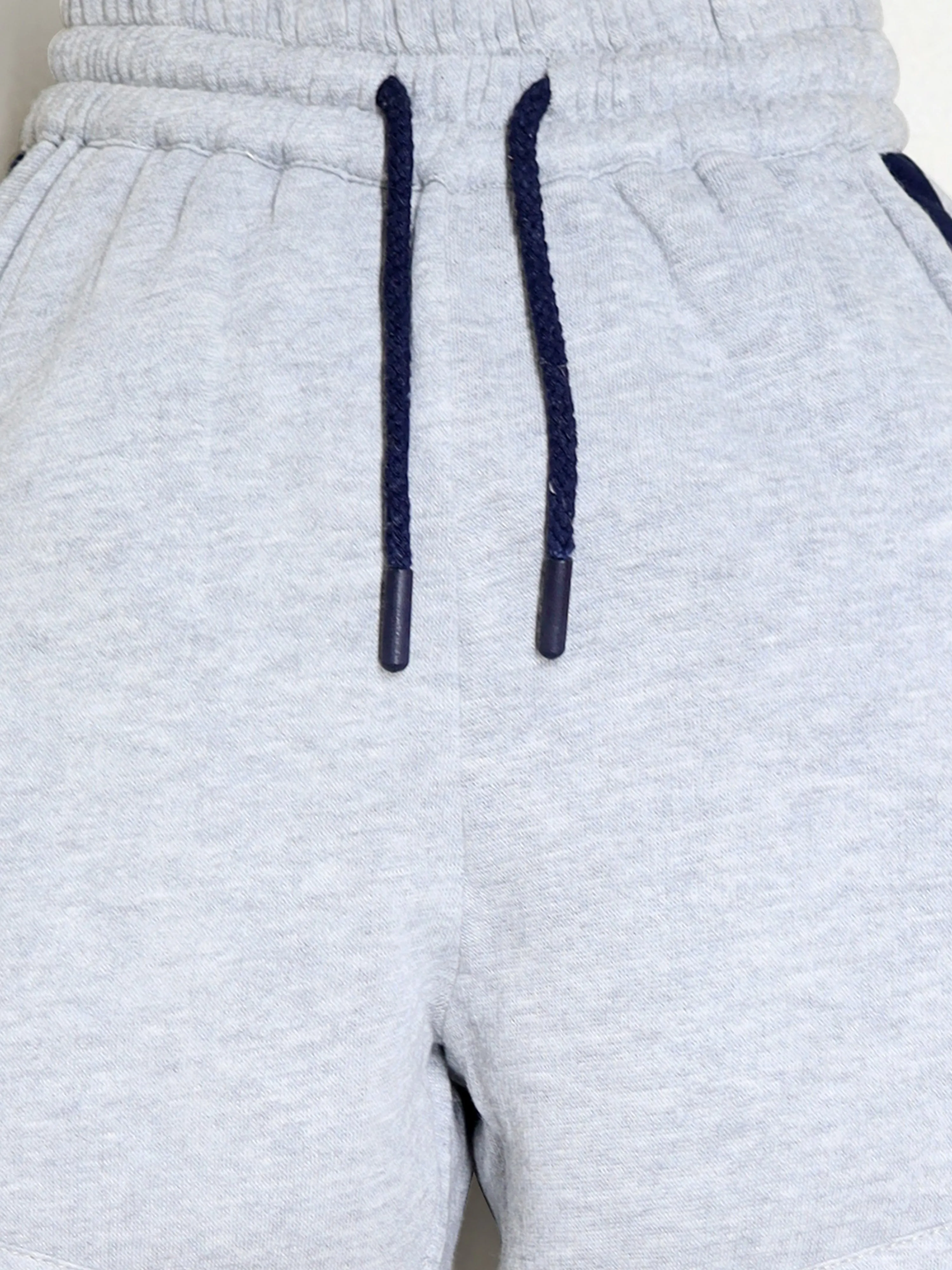 Cherry Crumble Grey Melange Effect 100% Polyester Casual Wear Relaxed Fit Winter Track Pant For Boys