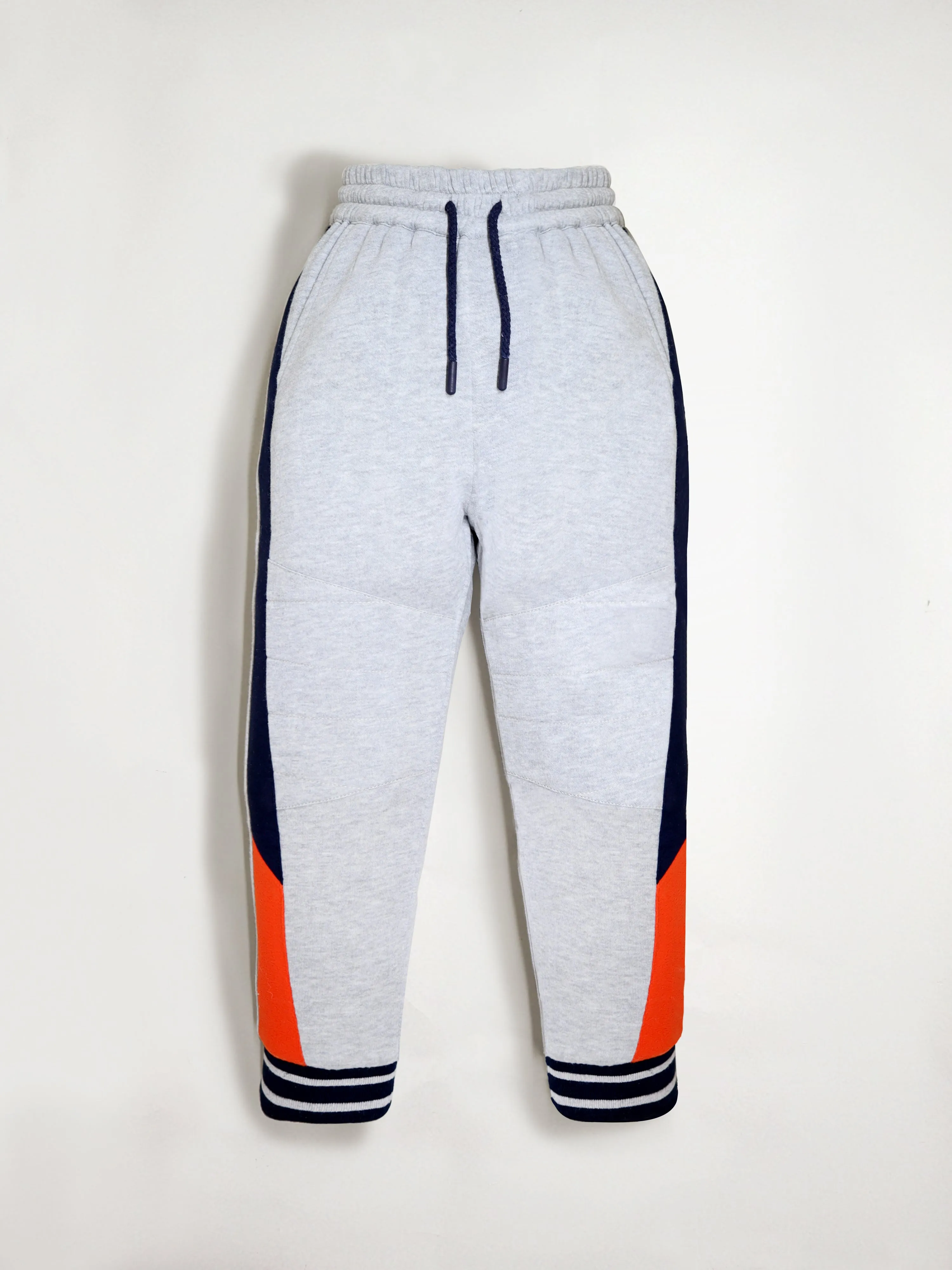 Cherry Crumble Grey Melange Effect 100% Polyester Casual Wear Relaxed Fit Winter Track Pant For Boys