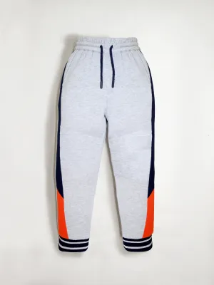 Cherry Crumble Grey Melange Effect 100% Polyester Casual Wear Relaxed Fit Winter Track Pant For Boys